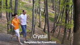  Presentation with endurance - Presentation theme featuring running endurance - couple jogging on gravel path background and a dark gray colored foreground
