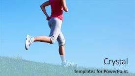  Presentation with health - Presentation consisting of running endurance - young woman jogging background and a  colored foreground