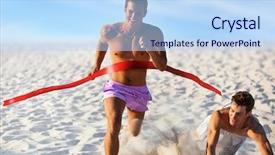  Presentation with finish line - Presentation theme featuring running finish line - winner in run competition background and a light blue colored foreground