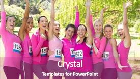  Presentation with breast cancer awareness - Beautiful slide deck featuring running for breast cancer awareness backdrop and a purple colored foreground