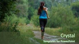  Presentation with girl scouts explorer summer - Slide set consisting of running girl in summer woods background and a tawny brown colored foreground