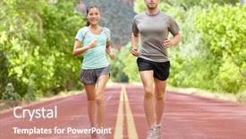  Presentation with health woman running female runner - Cool new slide set with running health and fitness runners backdrop and a coral colored foreground