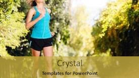  Presentation with marathon - PPT theme featuring running-healthy-fitness-woman-training background and a yellow colored foreground