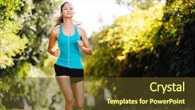 Presentation with training - PPT theme with running healthy fitness woman training background and a tawny brown colored foreground