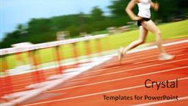  Presentation with running race - Cool new presentation theme with running in a hurdle race backdrop and a coral colored foreground