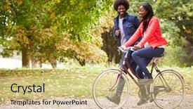  Presentation with bike - Slide set featuring running in a park beside background and a soft green colored foreground