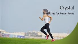  Presentation with health woman running female runner - Theme having bee at sunflower for collect background and a seafoam green colored foreground