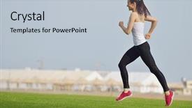  Presentation with dubai - Beautiful PPT theme featuring running in city park woman backdrop and a  colored foreground