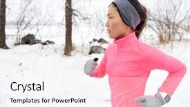  Presentation with winter weather - Theme consisting of running in cold snowing weather background and a sky blue colored foreground
