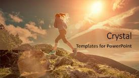  Presentation with running mountains - Colorful PPT theme enhanced with running in mountains under sunlight backdrop and a coral colored foreground