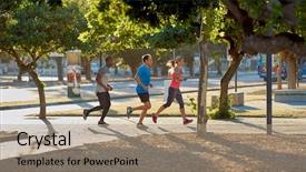  Presentation with city roads - Audience pleasing theme consisting of running in the city friends backdrop and a coral colored foreground