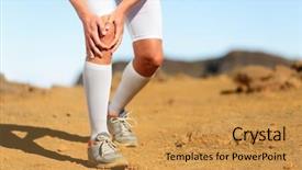  Presentation with knee pain - Theme with running injury - male runner background and a yellow colored foreground