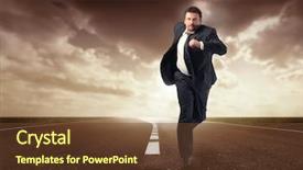  Presentation with running - Beautiful presentation theme featuring running isolated on the road backdrop and a tawny brown colored foreground