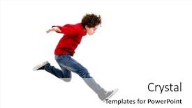  Presentation with running - Cool new slide deck with running isolated on white background backdrop and a white colored foreground