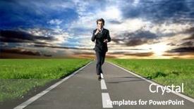  Presentation with late - Slide set having running late - business man run background and a gray colored foreground