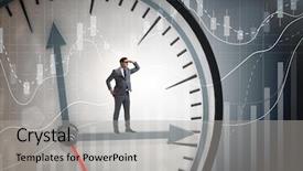  Presentation with human resource management resources concept - Presentation theme with running late - businessman in time management concept background and a light gray colored foreground