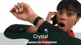  Presentation with time - PPT layouts featuring running late - woman frantically looking background and a tawny brown colored foreground