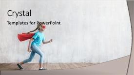  Presentation with super girl - Presentation theme enhanced with running little super girl background and a light gray colored foreground