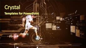  Presentation with training aspire man running - Audience pleasing presentation design consisting of running man against digital media backdrop and a wine colored foreground