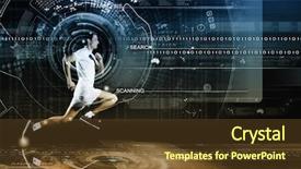  Presentation with digital - Slide deck consisting of running man against digital media background and a tawny brown colored foreground