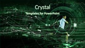  Presentation with running - Colorful presentation enhanced with running man against digital media backdrop and a wine colored foreground