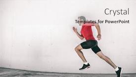 Presentation with wall street - Colorful slides enhanced with running-man-fit-athlete-male backdrop and a white colored foreground