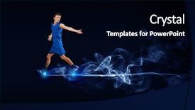  Presentation with sport blue - Beautiful slide deck featuring running man in blue sport wear on black background backdrop and a black colored foreground