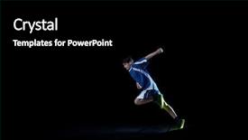  Presentation with sport blue - Amazing PPT theme having running man in blue sport wear on black background backdrop and a black colored foreground