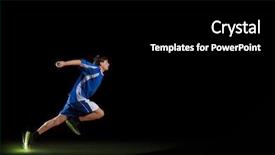  Presentation with sport blue - Amazing slide deck having running man in blue sport wear on black background backdrop and a black colored foreground