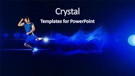  Presentation with sport blue - Presentation design consisting of running man in blue sport wear on black background background and a navy blue colored foreground
