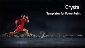  Presentation with starting line red running track - Colorful presentation enhanced with running man in red sport backdrop and a black colored foreground