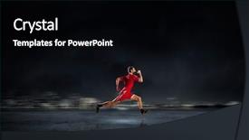  Presentation with sport - PPT layouts enhanced with running man in red sport wear on dark background background and a black colored foreground