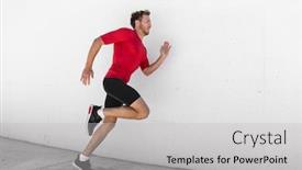  Presentation with active lifestyle - Presentation design featuring running-man-jogging-fast-profile background and a light gray colored foreground