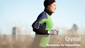  Presentation with listening - Presentation having running man jogging in autumn background and a coral colored foreground