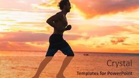  Presentation with cardio - PPT theme featuring running-man-jogging-on-beach background and a red colored foreground