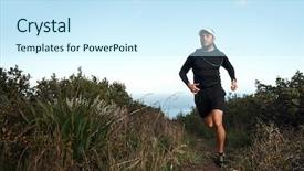  Presentation with marathon man - Slide set featuring near ocean exercising for marathon background and a cool aqua colored foreground