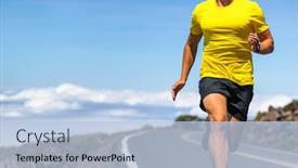  Presentation with active life - Amazing slide deck having running-man-on-outdoor-road backdrop and a light blue colored foreground