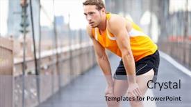  Presentation with brooklyn bridge - Presentation theme featuring running man resting after run background and a light blue colored foreground