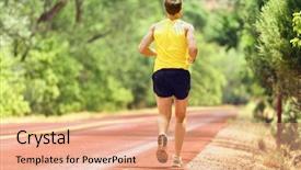  Presentation with marathon man - Presentation theme enhanced with running man runner working background and a coral colored foreground