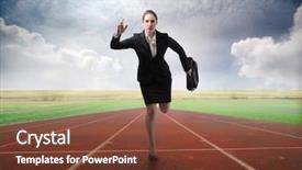  Presentation with running - PPT theme featuring running on a running track background and a tawny brown colored foreground