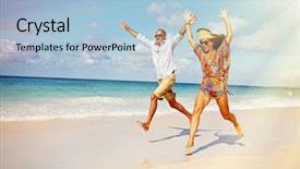  Presentation with girl running on the beach clouds - Audience pleasing slides consisting of running on the beach crazy backdrop and a light blue colored foreground