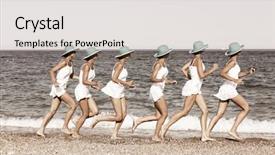  Presentation with running - PPT theme consisting of running on the beach multiple background and a light gray colored foreground