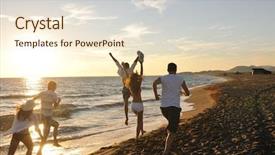  Presentation with group of happy couples - Presentation theme having running on the beach background and a cream colored foreground