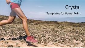  Presentation with female sport - Presentation design featuring running on trail run race background and a light blue colored foreground