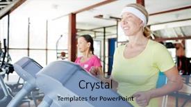 Presentation with running treadmill - Presentation theme with running on treadmill in sport background and a light blue colored foreground