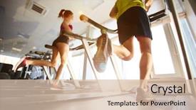  Presentation with running - Audience pleasing theme consisting of running on treadmills backdrop and a lemonade colored foreground