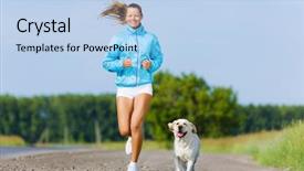  Presentation with free dog - Presentation design having running outdoor with her dog background and a  colored foreground