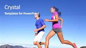  Presentation with young healthy people - Cool new theme with running people - runners training outdoor backdrop and a teal colored foreground