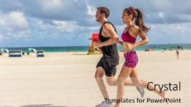  Presentation with south beach - Slide deck having running people jogging exercising background and a lemonade colored foreground