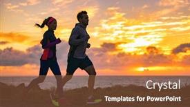  Presentation with morning sunrise - Slides featuring running-people-training-cardio-together background and a tawny brown colored foreground